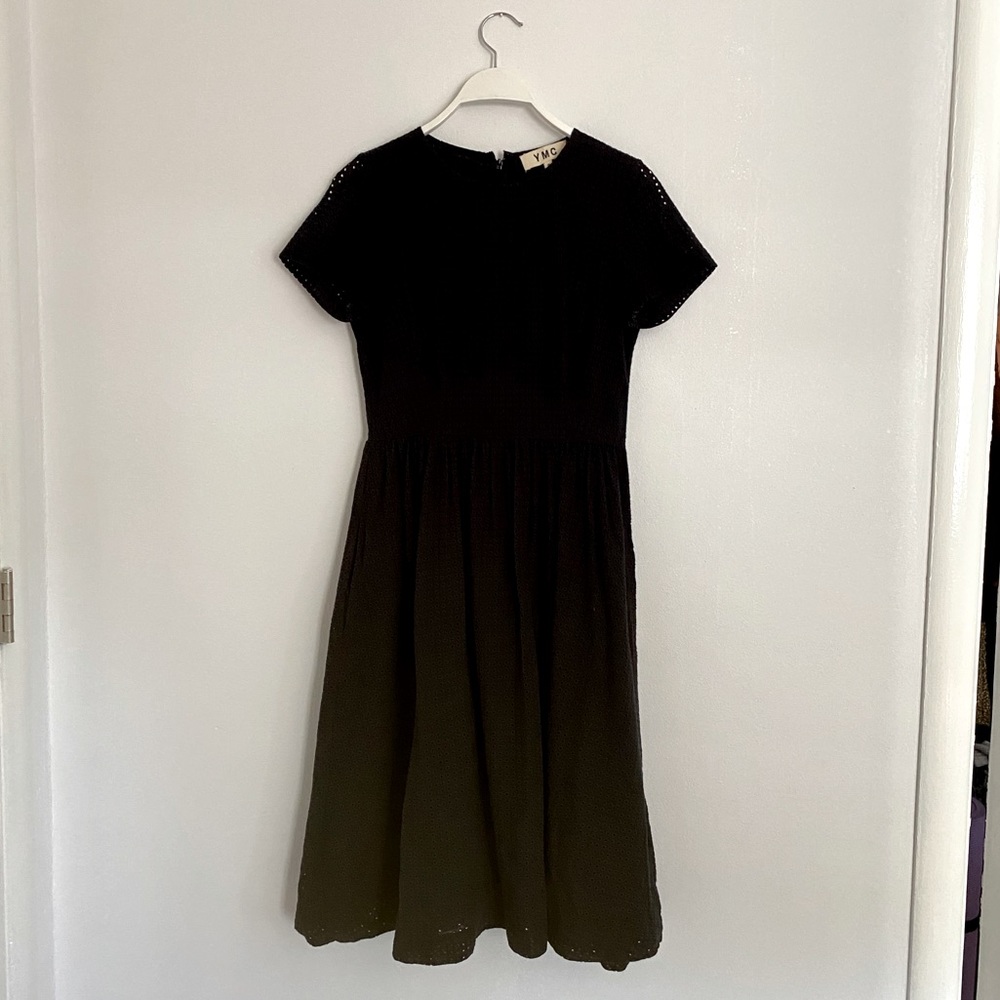 Black Cotton Short Sleeve YMC Dress sz4.